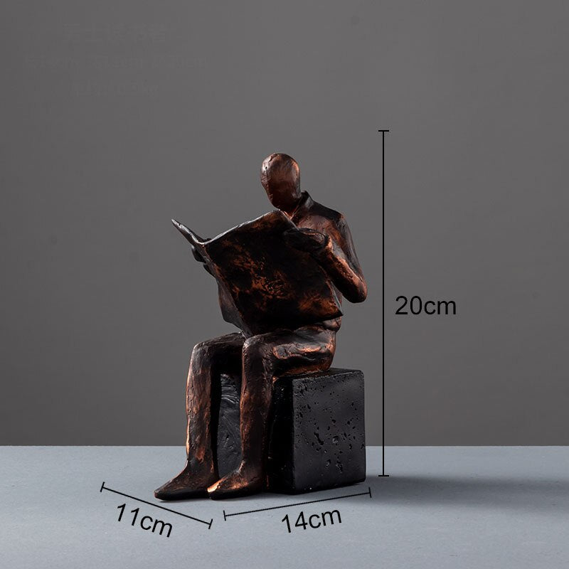 Lisslune | Reader Sculpture Book Stand Book Support Abstract Character Resin Statue Desk Decoration Figurines Statuette Nordic Home Décor