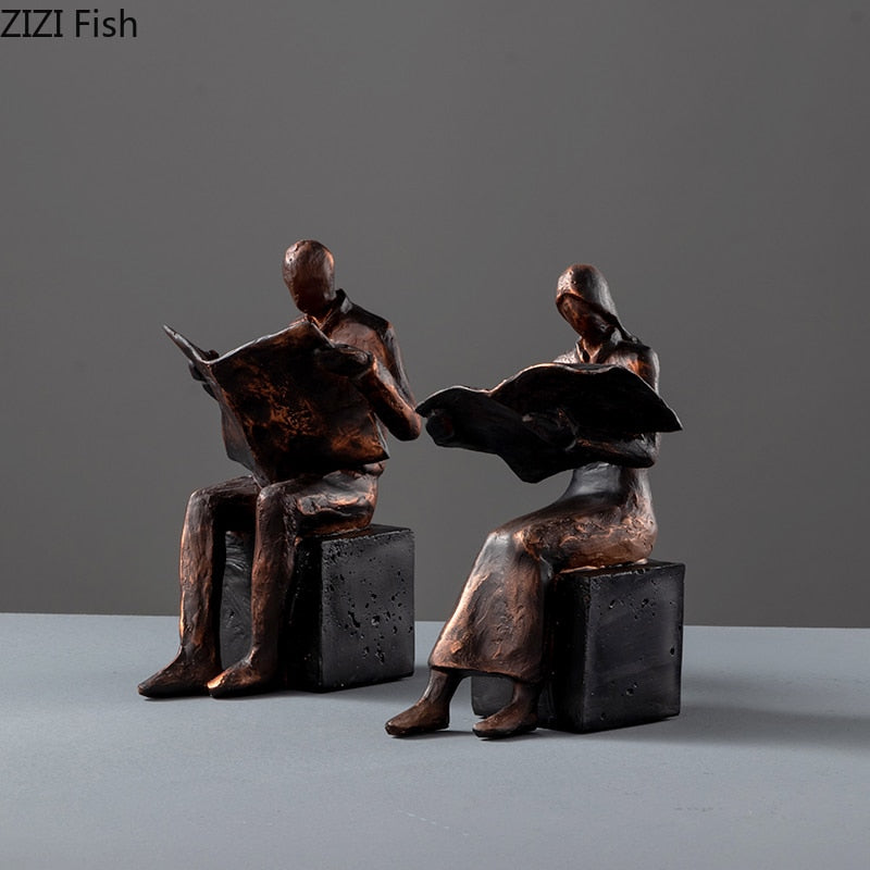 Lisslune | Reader Sculpture Book Stand Book Support Abstract Character Resin Statue Desk Decoration Figurines Statuette Nordic Home Décor