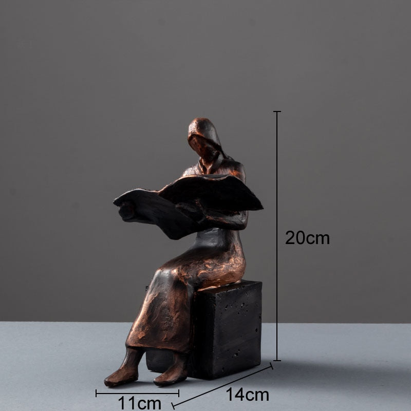 Lisslune | Reader Sculpture Book Stand Book Support Abstract Character Resin Statue Desk Decoration Figurines Statuette Nordic Home Décor