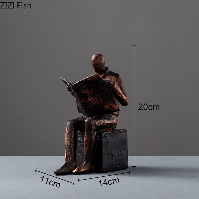 Lisslune | Reader Sculpture Book Stand Book Support Abstract Character Resin Statue Desk Decoration Figurines Statuette Nordic Home Décor