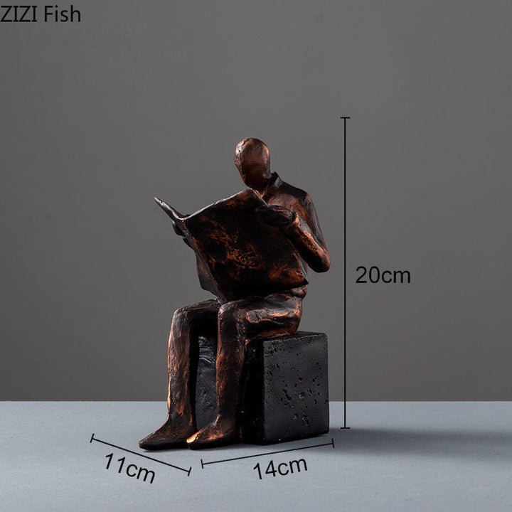Lisslune | Reader Sculpture Book Stand Book Support Abstract Character Resin Statue Desk Decoration Figurines Statuette Nordic Home Décor