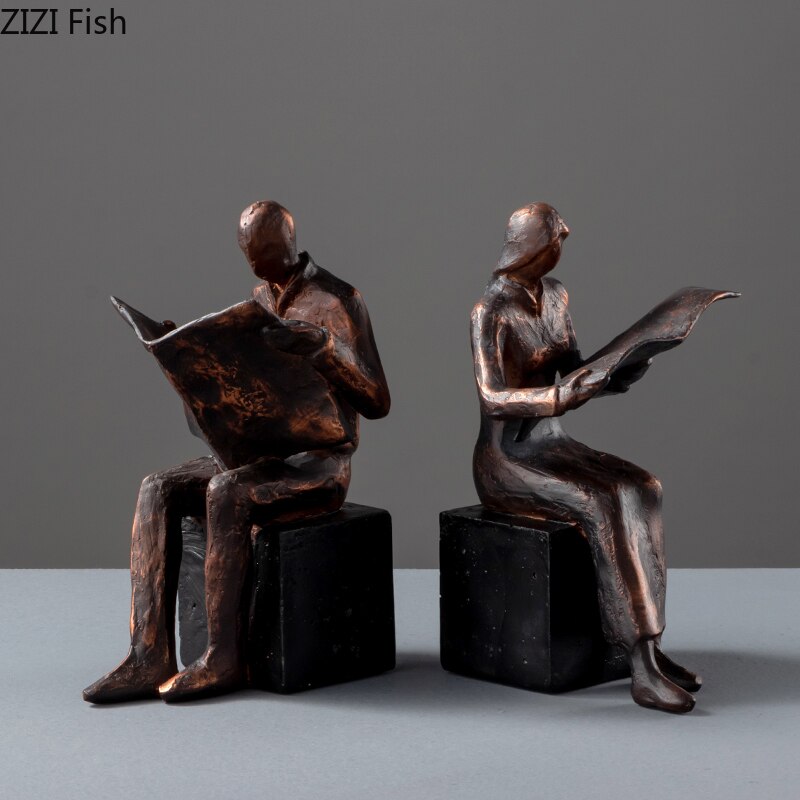 Lisslune | Reader Sculpture Book Stand Book Support Abstract Character Resin Statue Desk Decoration Figurines Statuette Nordic Home Décor