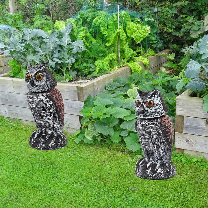 Lisslune | EcoOwl Garden Scarecrow – 2 Pieces Realistic Owls with Wind-Driven Spinning Head