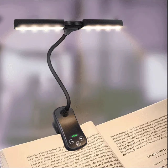 Lisslune | Rechargeable book light for reading in bed, 3 colors & 5 brightness levels dimmable reading lamp with, 180° adjustable mini book light to clip on, lightweight, eye-friendly, black