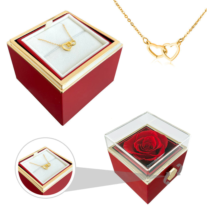 Lisslune | Gift Set Rose & Heart Necklace Light – Eternal Rose with Hidden Love Necklace