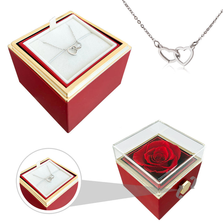 Lisslune | Gift Set Rose & Heart Necklace Light – Eternal Rose with Hidden Love Necklace
