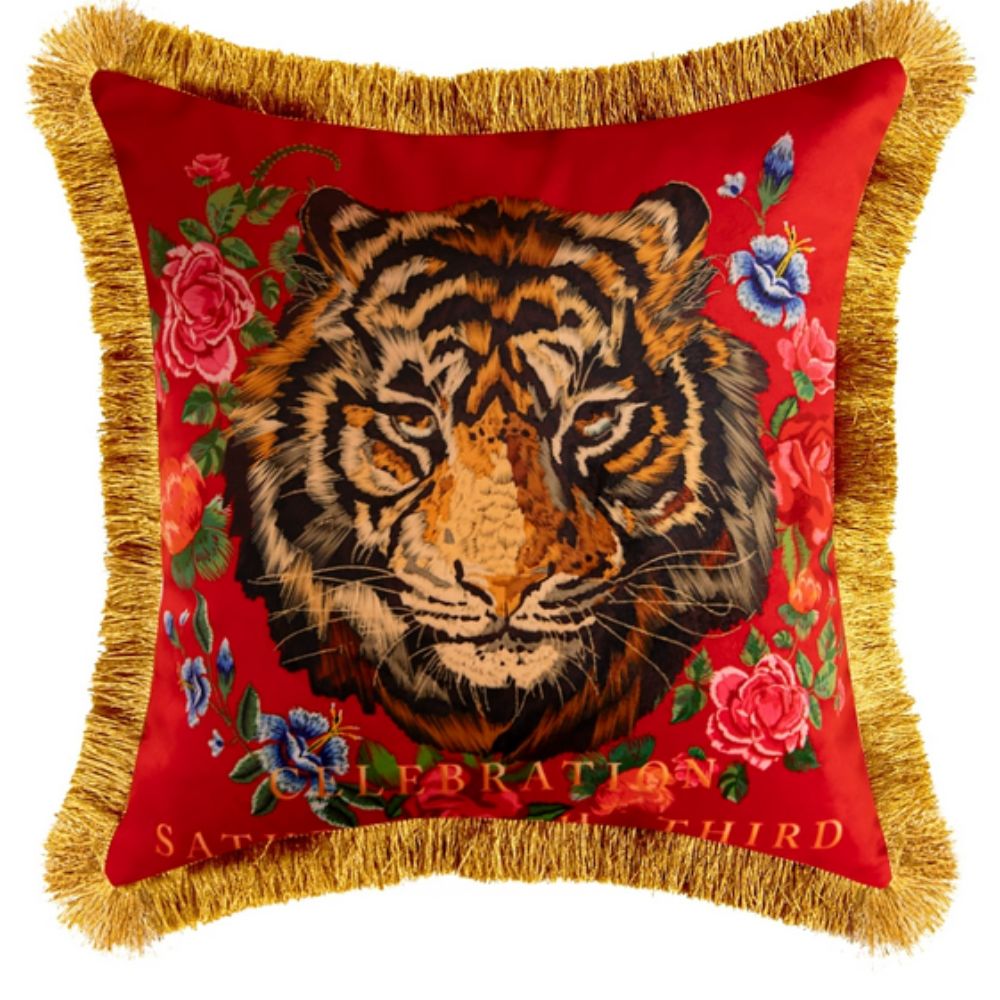Lisslune | Regal Tiger Artistic Velvet Cushion Cover