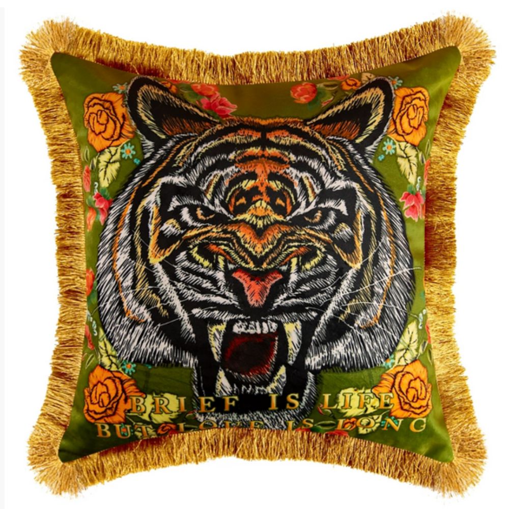Lisslune | Regal Tiger Artistic Velvet Cushion Cover