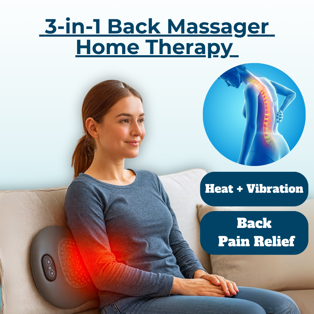 Lisslune | Back Pain Massager with Heat & Vibration, Spinal Support for Sciatica Relief, Lower Back Pain & Posture Correction – 3-in-1 Home Therapy