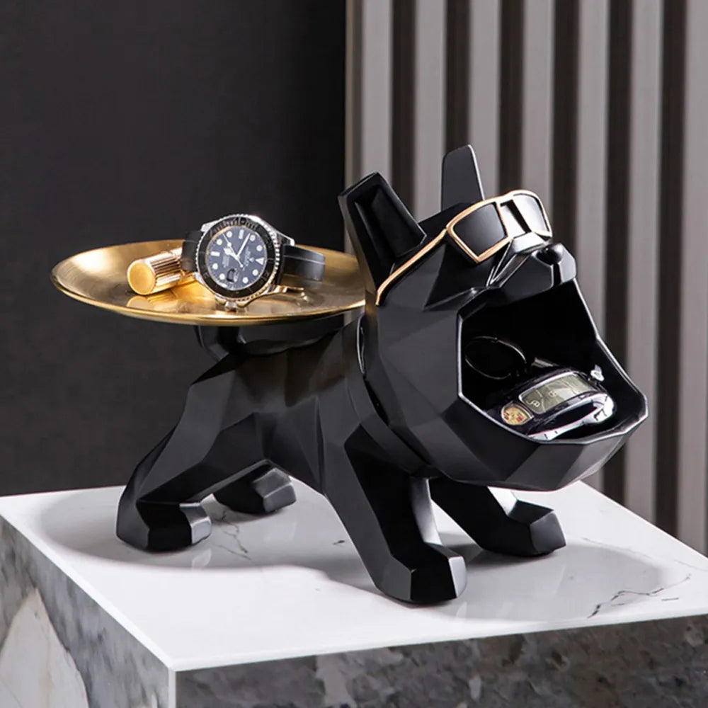 Lisslune | Bully | Resin Cool Bulldog Craft Dog Butler with Compartment for Keychain Storage Jewelry Pet Room Home Decor Statue Dog Sculpture