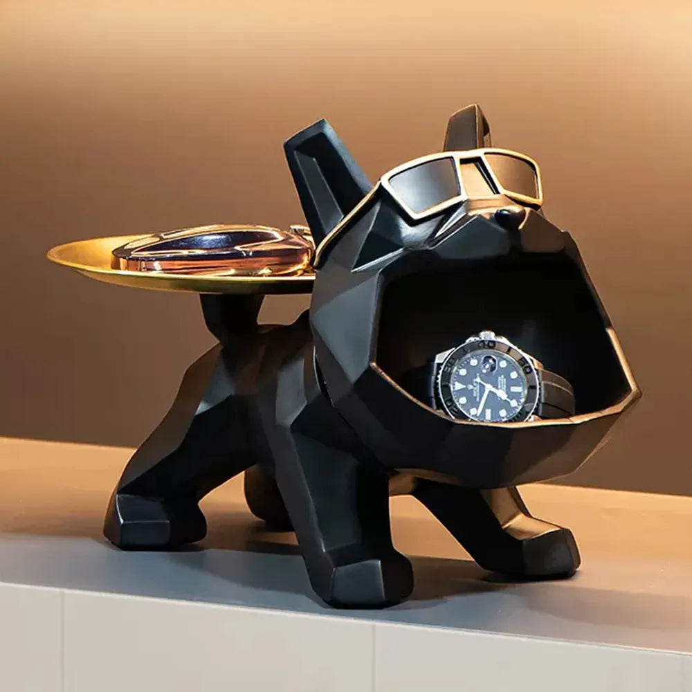 Lisslune | Bully | Resin Cool Bulldog Craft Dog Butler with Compartment for Keychain Storage Jewelry Pet Room Home Decor Statue Dog Sculpture