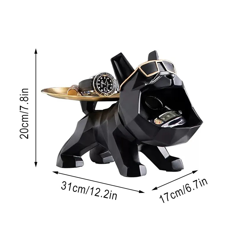 Lisslune | Bully | Resin Cool Bulldog Craft Dog Butler with Compartment for Keychain Storage Jewelry Pet Room Home Decor Statue Dog Sculpture