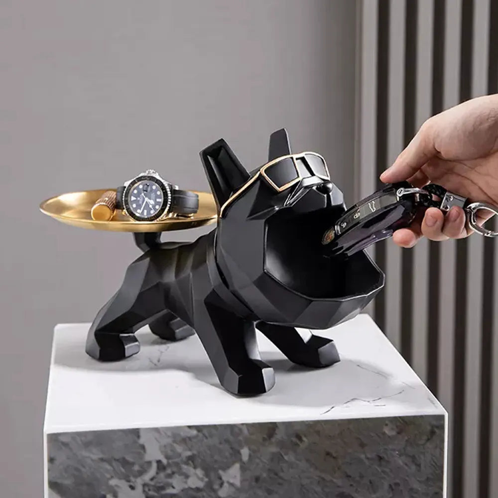 Lisslune | Bully | Resin Cool Bulldog Craft Dog Butler with Compartment for Keychain Storage Jewelry Pet Room Home Decor Statue Dog Sculpture