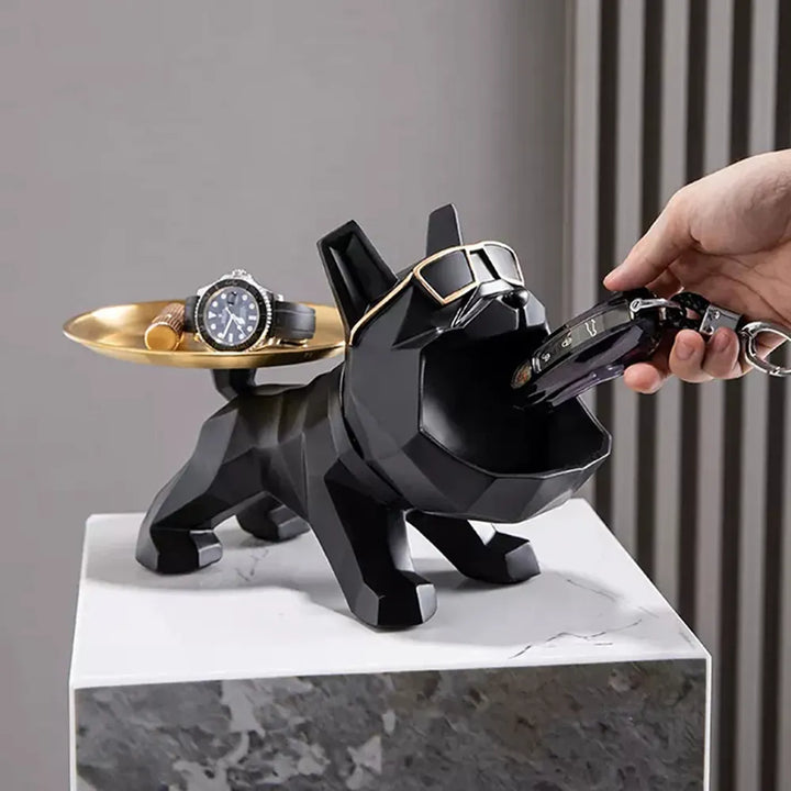 Lisslune | Bully | Resin Cool Bulldog Craft Dog Butler with Compartment for Keychain Storage Jewelry Pet Room Home Decor Statue Dog Sculpture