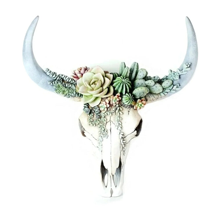 Lisslune | Cow Skull - Bully - Wall Decoration with Flowers - Resin Home Decor