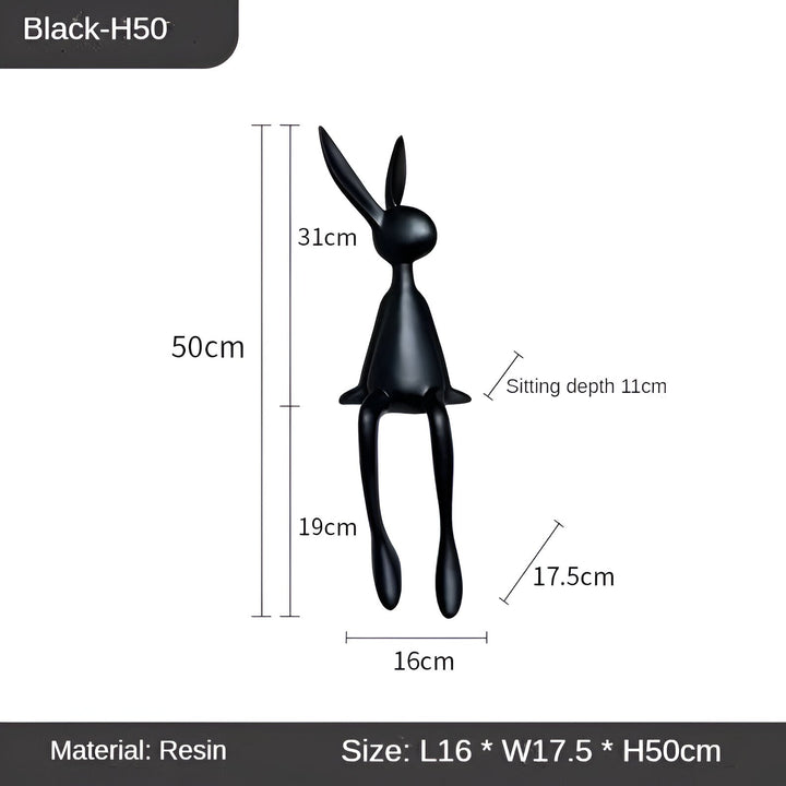 Lisslune | ResinLux | Modern Resin Easter Bunny – Black, White, or Blue Sitting Rabbit Decoration