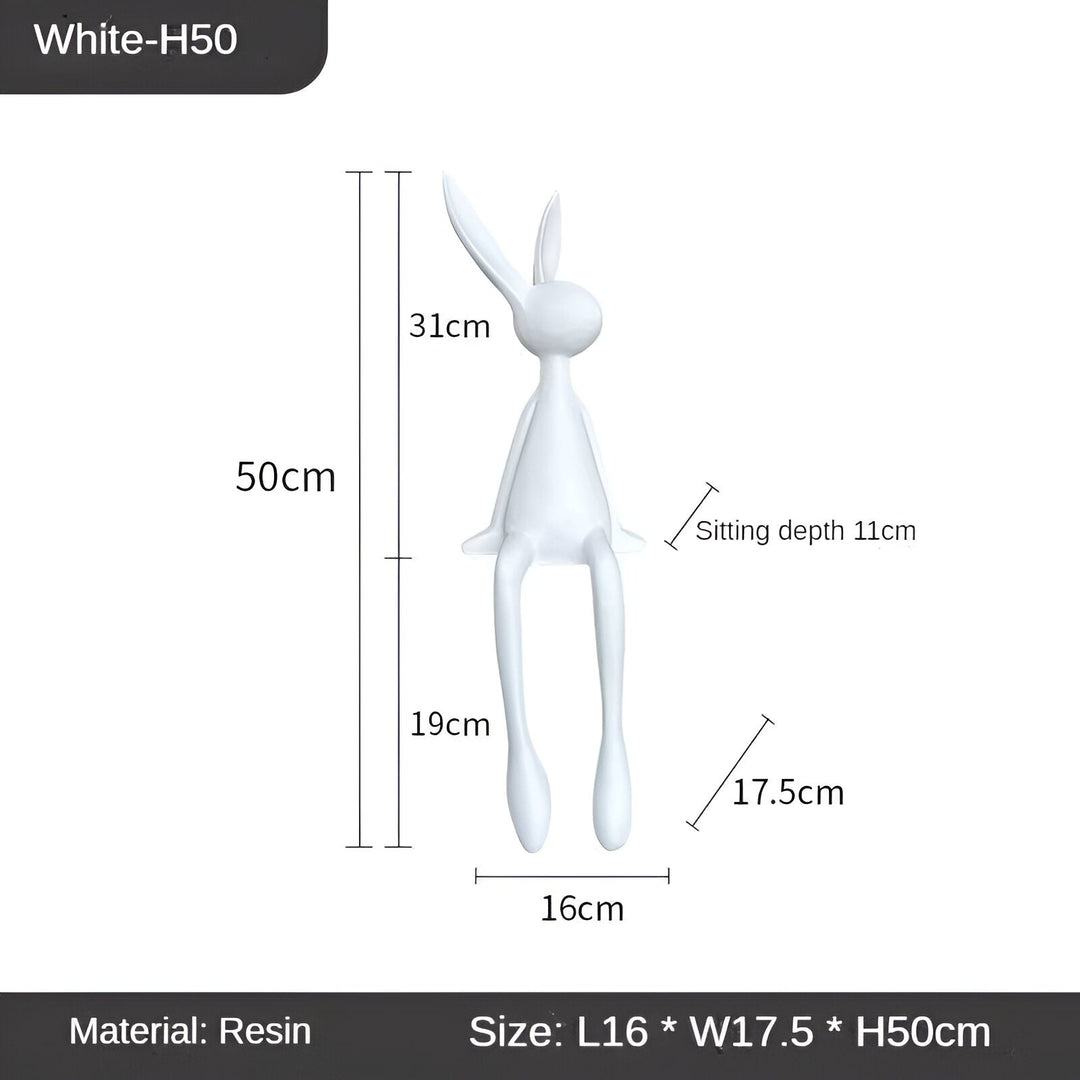 Lisslune | ResinLux | Modern Resin Easter Bunny – Black, White, or Blue Sitting Rabbit Decoration