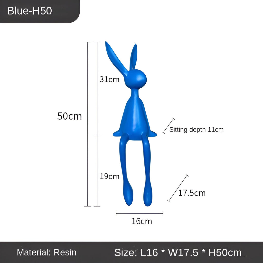 Lisslune | ResinLux | Modern Resin Easter Bunny – Black, White, or Blue Sitting Rabbit Decoration