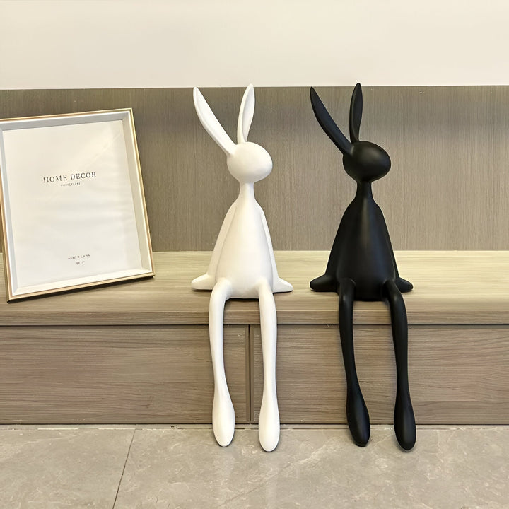 Lisslune | ResinLux | Modern Resin Easter Bunny – Black, White, or Blue Sitting Rabbit Decoration