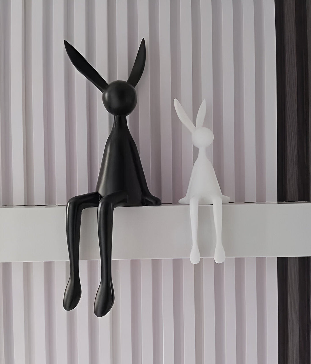 Lisslune | ResinLux | Modern Resin Easter Bunny – Black, White, or Blue Sitting Rabbit Decoration