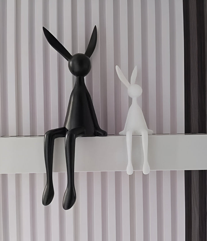 Lisslune | ResinLux | Modern Resin Easter Bunny – Black, White, or Blue Sitting Rabbit Decoration