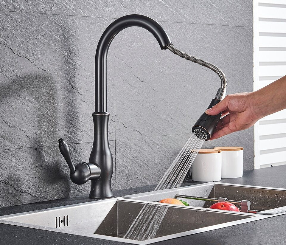 Lisslune | Modern Pull-Out Kitchen Mixer Tap – Stainless Steel 360° Swivel with Extendable Spray Head