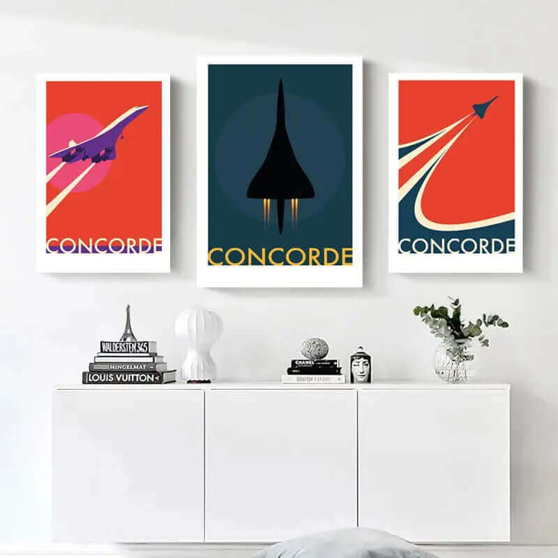 Lisslune | Retro Concorde Airplane Poster on Canvas