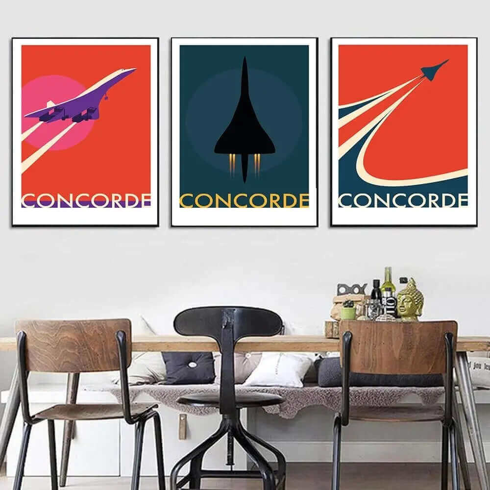 Lisslune | Retro Concorde Airplane Poster on Canvas