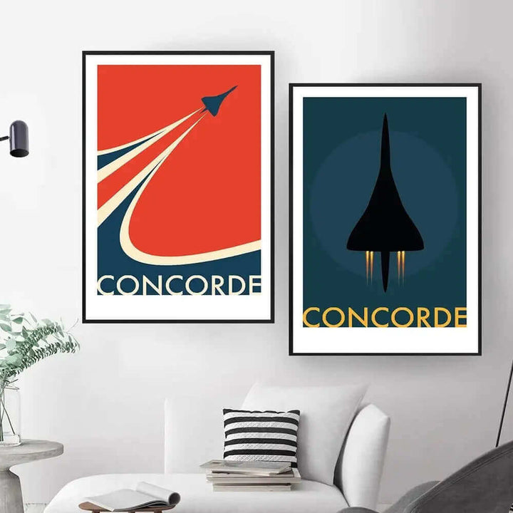Lisslune | Retro Concorde Airplane Poster on Canvas