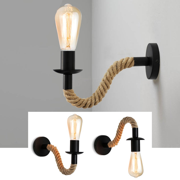 Lisslune | Retro Hemp Rope Industrial Loft Wall Lamp