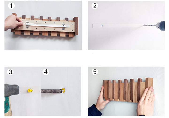 Lisslune | RetroHooks - Wooden piano wall shelf with magnetic hooks