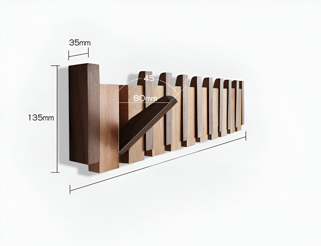 Lisslune | RetroHooks - Wooden piano wall shelf with magnetic hooks