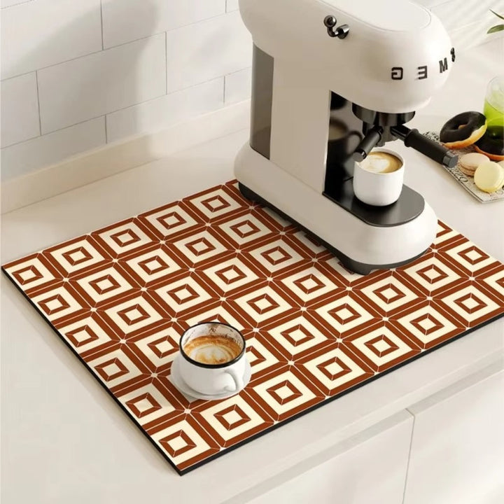 Lisslune | Retro Tile Design Absorbent Coffee Mat