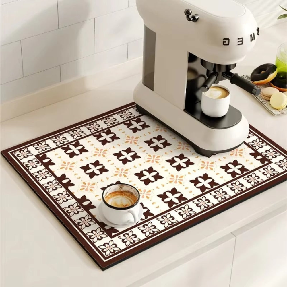 Lisslune | Retro Tile Design Absorbent Coffee Mat