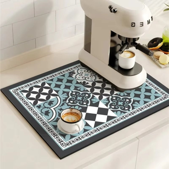 Lisslune | Retro Tile Design Absorbent Coffee Mat