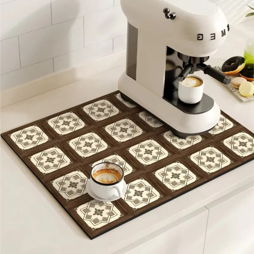 Lisslune | Retro Tile Design Absorbent Coffee Mat