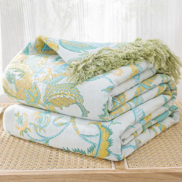 Lisslune | Reverie Floral Tassel Cotton Blanket