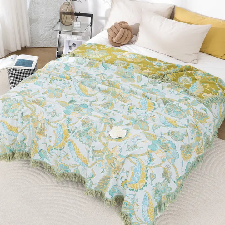 Lisslune | Reverie Floral Tassel Cotton Blanket