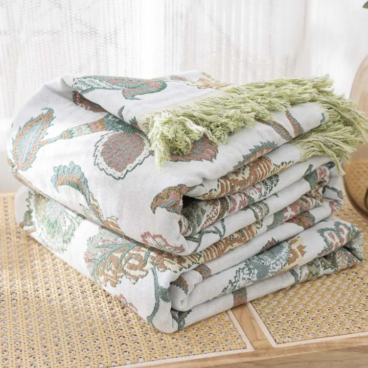 Lisslune | Reverie Floral Tassel Cotton Blanket