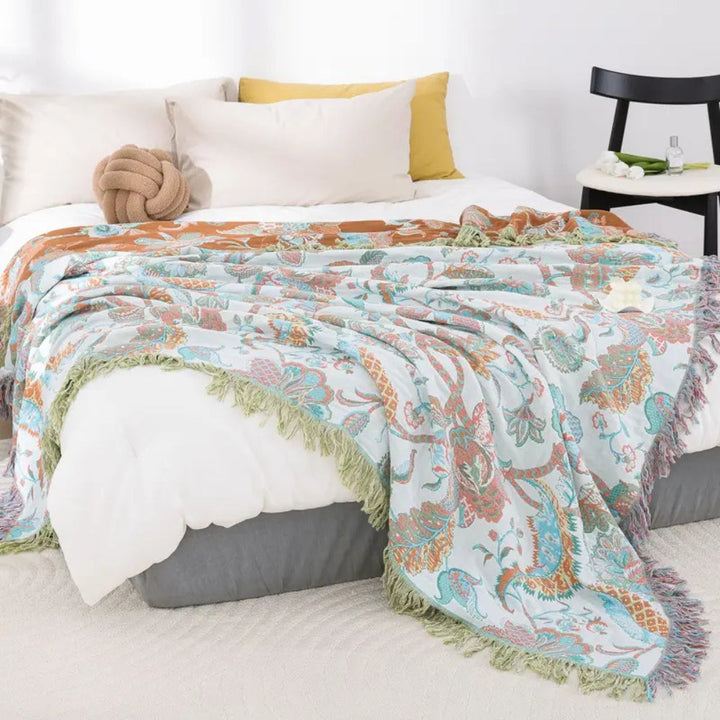 Lisslune | Reverie Floral Tassel Cotton Blanket