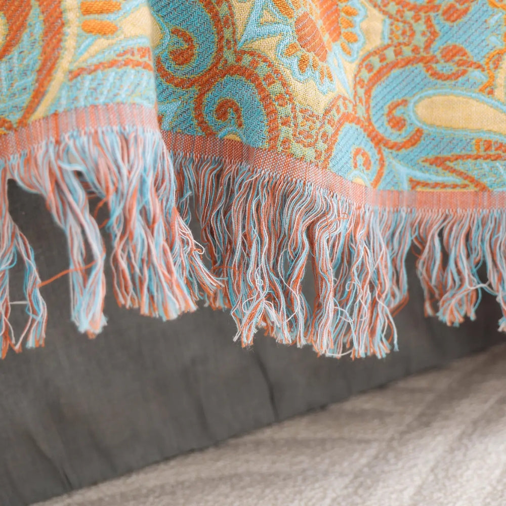 Lisslune | Reversible Paisley Bohemian Cotton Blanket