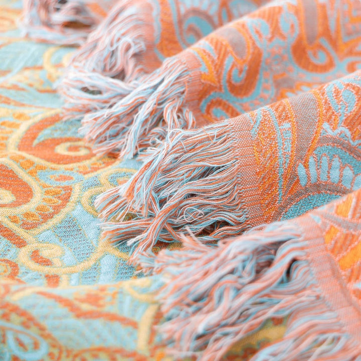 Lisslune | Reversible Paisley Bohemian Cotton Blanket