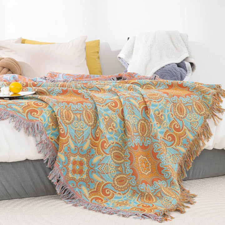 Lisslune | Reversible Paisley Bohemian Cotton Blanket