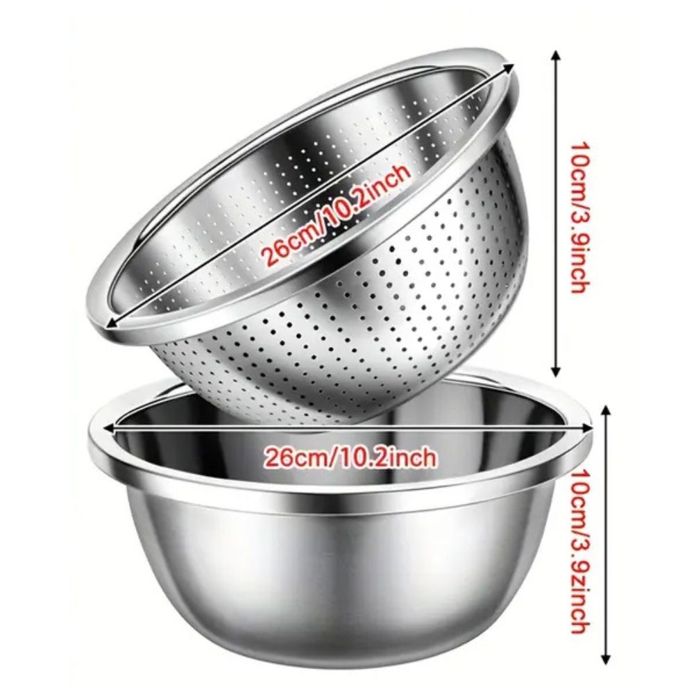 Lisslune | Rinse Mix Stainless Colander Duo Set