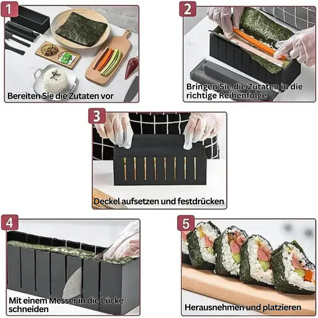 Lisslune | Sushi Rolls and Cutting Set – Practical Sushi Kit with Templates and Accessories