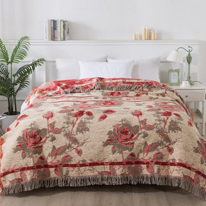 Lisslune | Rosewood Grace Throw Cotton Blanket
