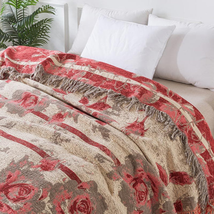 Lisslune | Rosewood Grace Throw Cotton Blanket