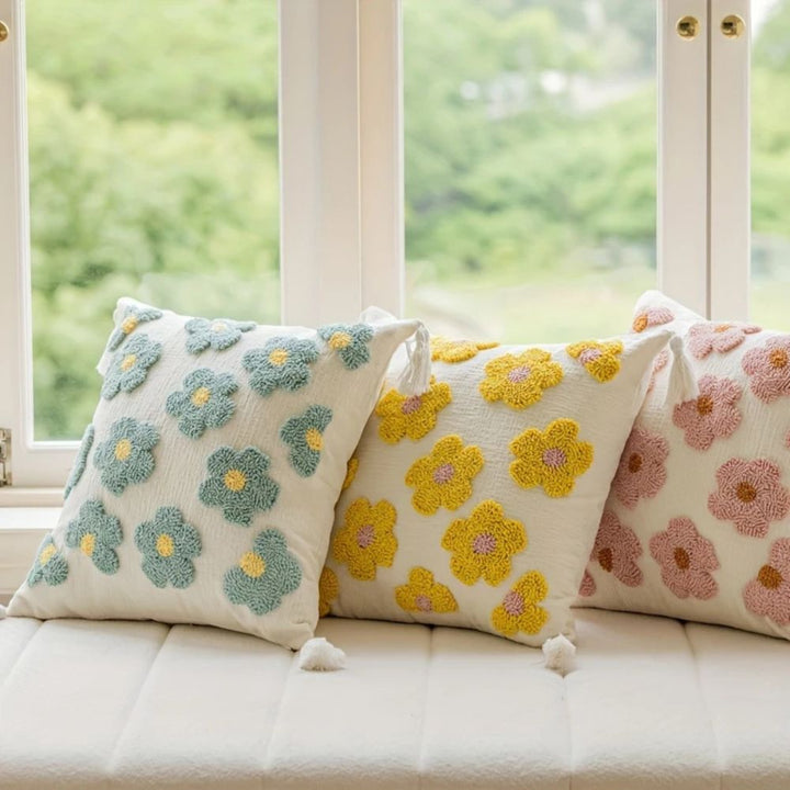 Lisslune | Rosy Bloom Tufted Cushion Cover