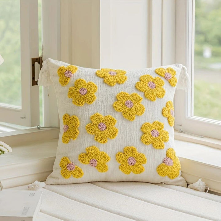 Lisslune | Rosy Bloom Tufted Cushion Cover