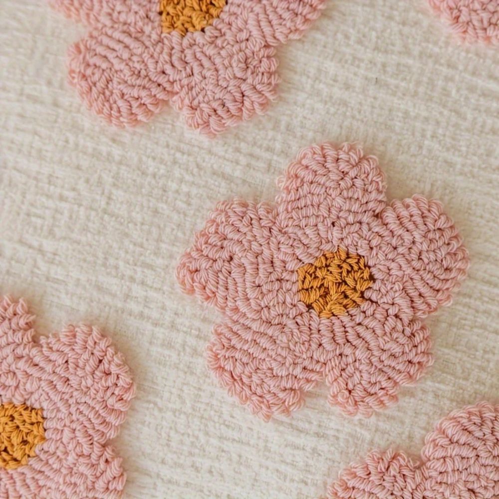 Lisslune | Rosy Bloom Tufted Cushion Cover